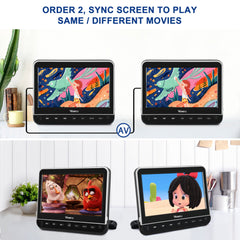 Pumpkin 10.1 Inches 1080P Car DVD Player Break-Point Memory Function with Headphone