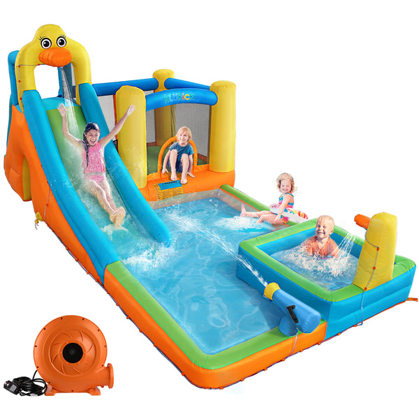 KLOKICK Inflatable Water Slide, 17' (L) x 8.6' (W) x 8.6' (H) Water Bounce House with 780W Blower, Splash Pool, Repair Patches Kit, Storage Bag