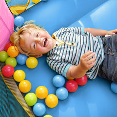 KLOKICK Pink Inflatable Bounce House with Blower & Wide Slide for 3-10 yrs Kids, 12' x 8'2'' x 6.2'' Bouncer w/ Large Bounce Area and Basket Ball Hoop, 300 LBS Capacity