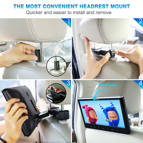 12" Car DVD Player with HDMI Input & Headphone & Mounting Bracket, Support Sync Screen Last Memory Region Free