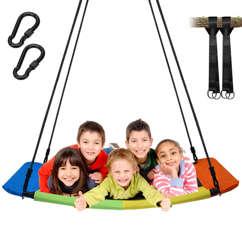 KLOKICK 700lb Giant 60" Platform Tree Swing with 2 Hanging Straps for 6 Kids, 3 Adults Textilene Wear- Resistant