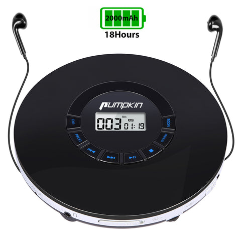 PUMPKIN Portable CD Player with 2000mAh Rechargeable Battery (with Earphones)