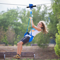 120ft Satinless Steel Kids Backyard Zipline Kit With Soft Belt Swing 