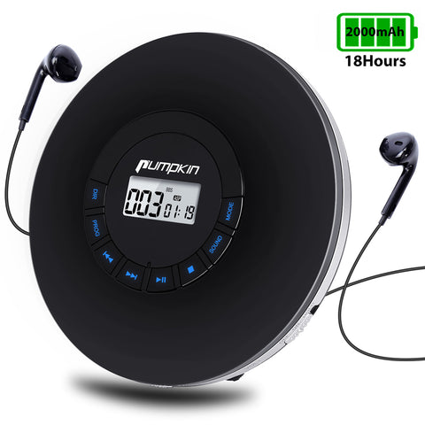PUMPKIN Portable CD Player with 2000mAh Rechargeable Battery (with Earphones)