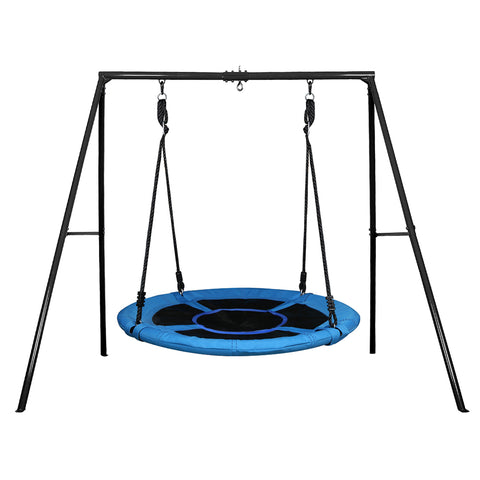 Outdoor Metal Swing Set with 40" Oxford Fabric Round Swing for Kids Backyard Playgound