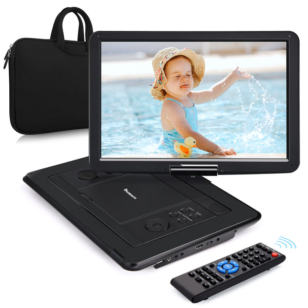 16 Inch Portable DVD Player with Free Bag, HDMI Input, 1080HD Sync Screen AV in & Out, 5000mAh Rechargeable Battery, Region Free, Last Memory Function