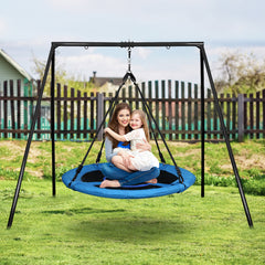 TREKASSY Outdoor Metal Swing Set with 40" Oxford Fabric Round Swing for Kids Backyard Playgound