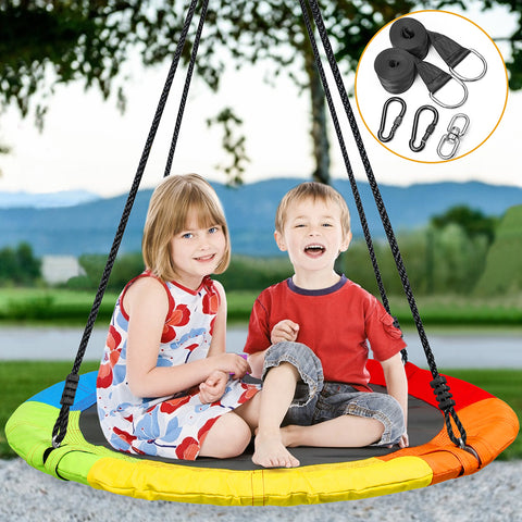 40 Kids Garden Tree Swing Seat Round Rope Hanging Flying Web