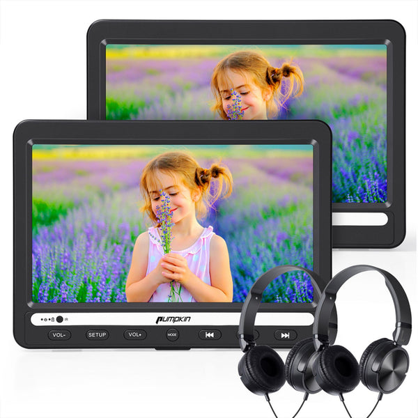 10.1" Dual Screen Portable Car DVD Player with headphones,HDMI Input Sync Playing Last Memory Region Free