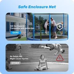 KLOKICK 12ft Trampoline for Kids with Enclosure Net, Detachable Canopy, Galvanized Ladder