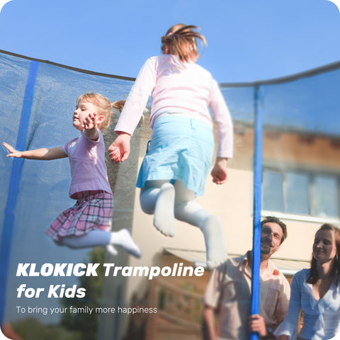 KLOKICK 12ft Trampoline for Kids with Enclosure Net, Detachable Canopy, Galvanized Ladder