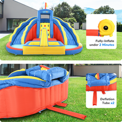 KLOKICK 14.8' x 14.8' x9.8' Inflatable Water Slide for Kids Backyard, Blow Up Water Park with 2 Water Slides, Climbing Wall and Unique Design Splash Pool, Heavy-Duty Oxford Fabric, Blower Included
