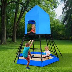 KLOKICK Outdoor Dome Climber Frame with Sandbox Playmat and Tent for 3-12 Years